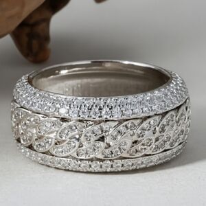 VVS1 Mens Cuban Moissanite Ring Size 10 US